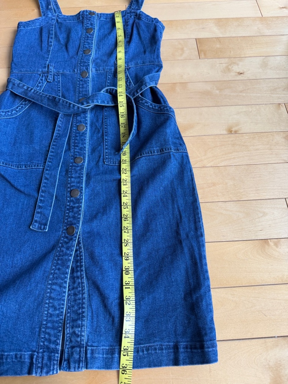 Only Dark Blue Denim Midi Dress with Belt - Picture 4 of 7